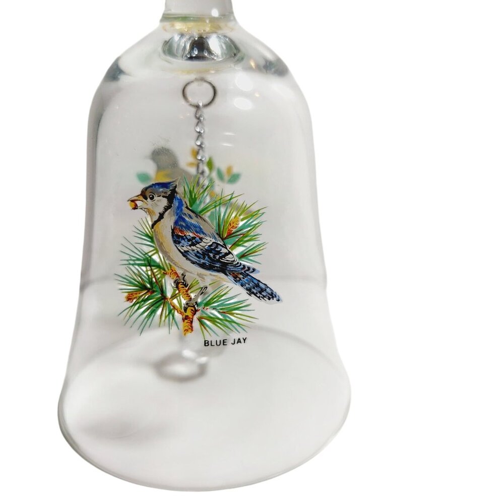 Baltimore Oriole & Blue Jay Crystal Table Bell Handmade West Virginia Glass - Picture 4 of 7